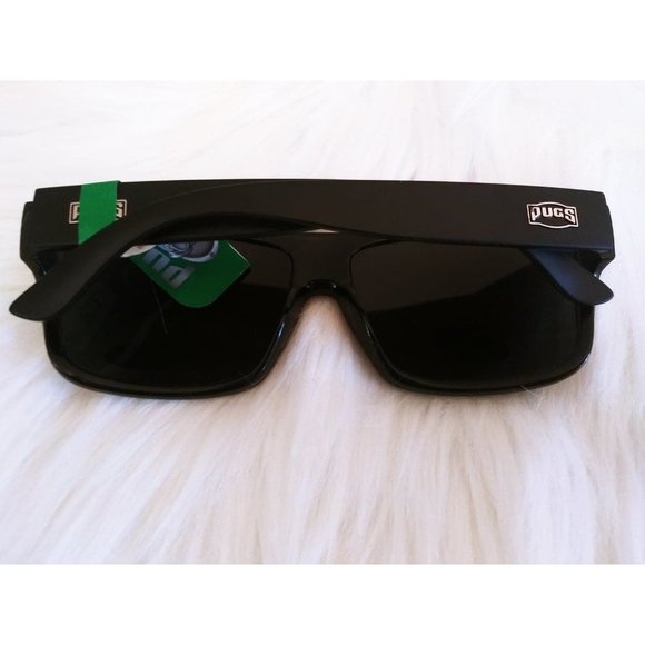 NWT PUGS Black Matte Rectangle Sunglasses - Picture 2 of 3